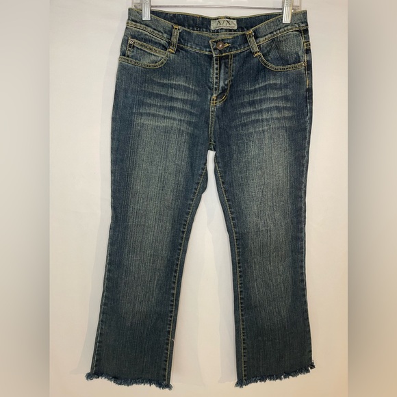 Rare Armani Exchange Vintage 90’s Fringe Boot/flare cut Boyfriend Style Jeans - Picture 2 of 10